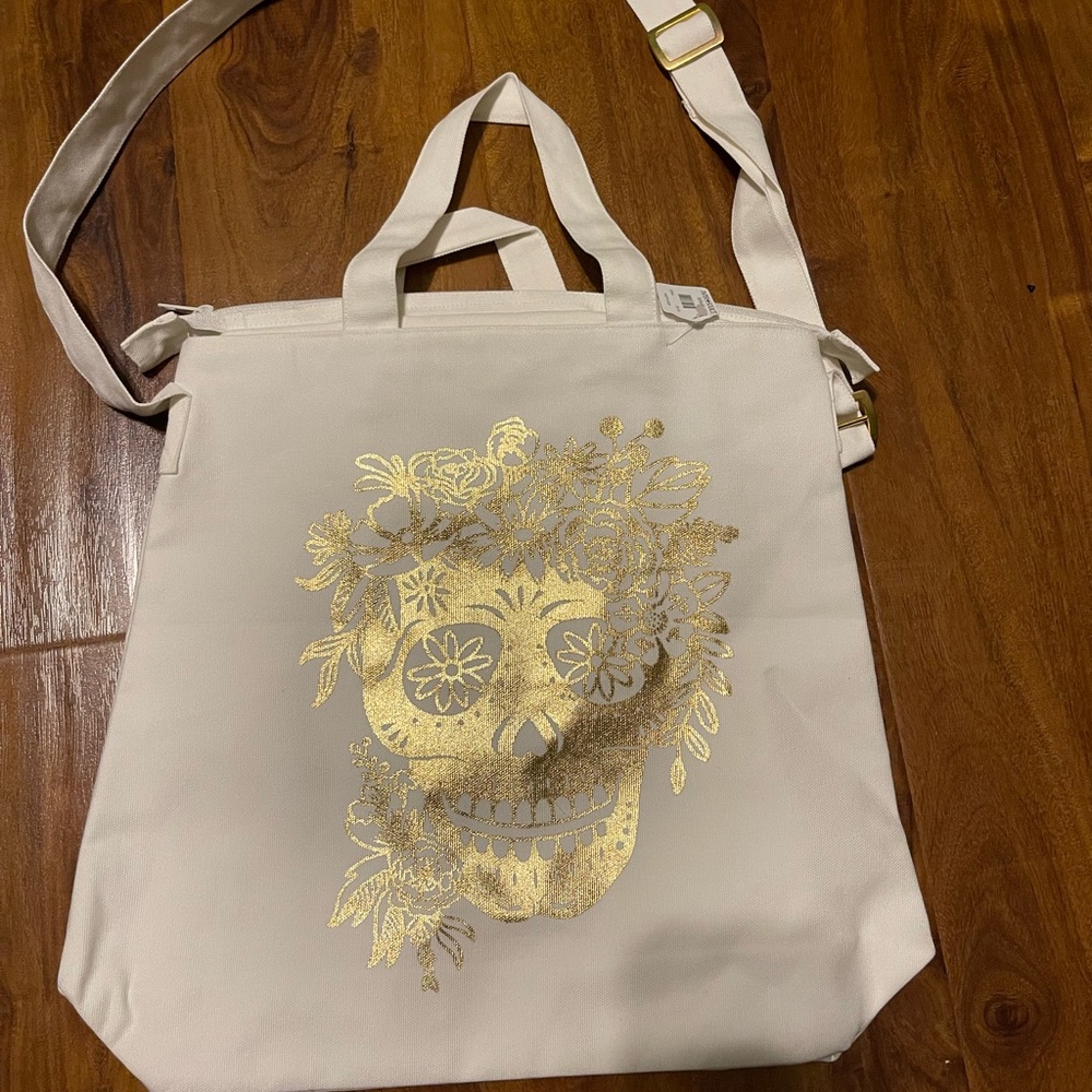 Paper Source bag with skull and flowers